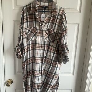 Plaid Button-Up Shirt Dress